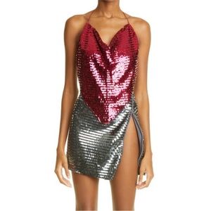 NEW Oseree Sequined Skirt Silver Medium-Large